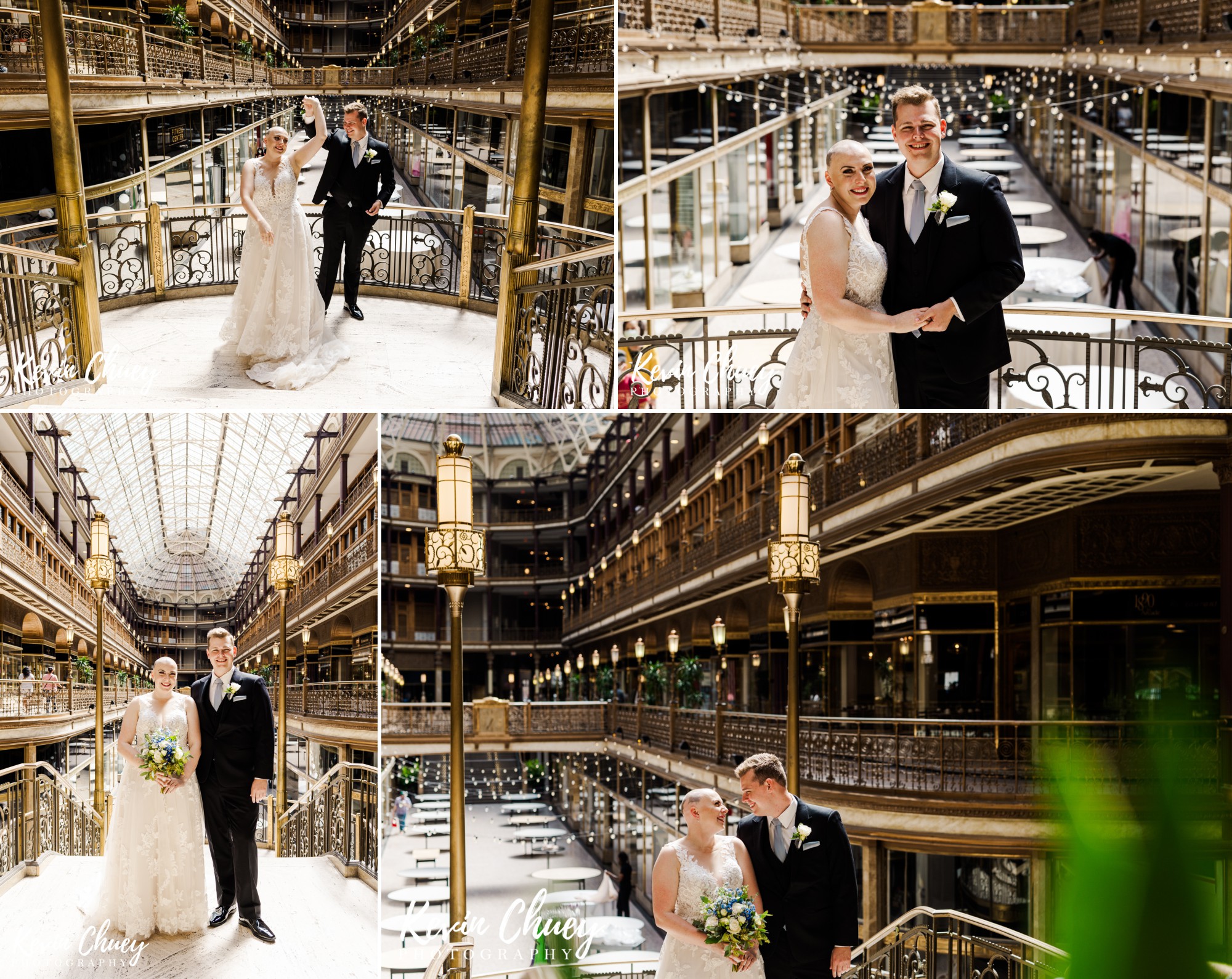 Bride and Groom at Cleveland's Historic Arcade