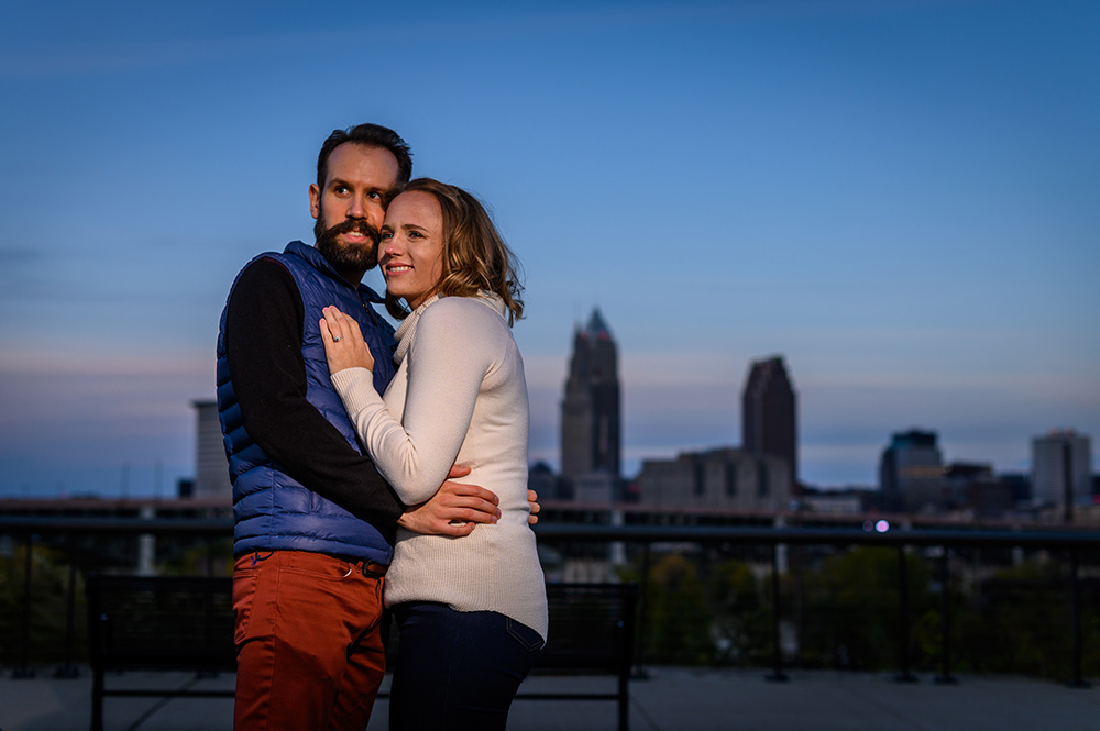 Couple with Cleveland Skyline